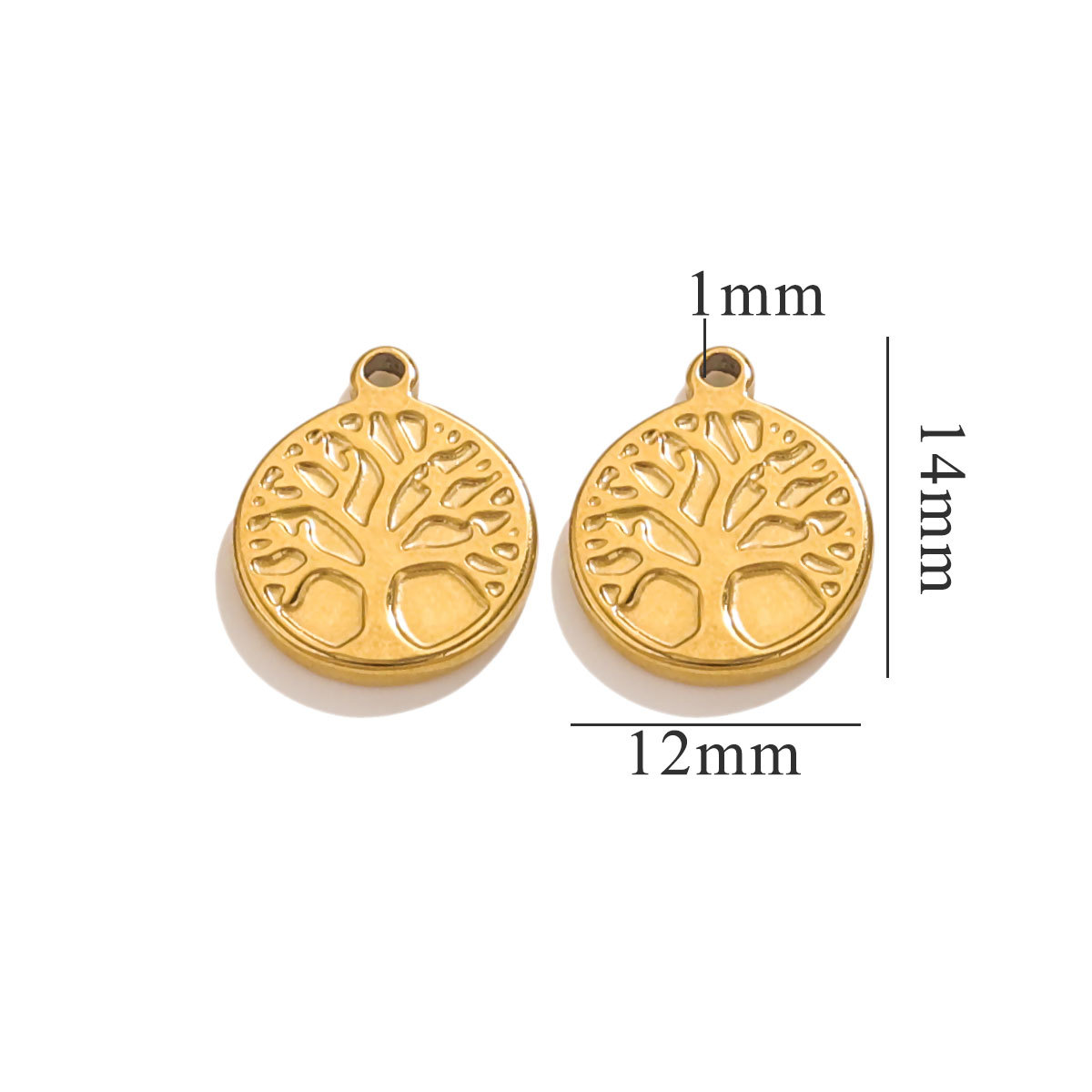 Gold color / 1 Piece Simple Retro Style Cartoon Tree Shape Stainless Steel  Gold Color Women's Pendant Picture4